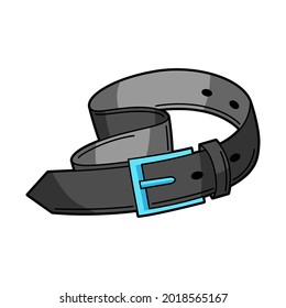 Illustration of black belt. Teenage creative accessory. Youth subculture symbol in cartoon style.
