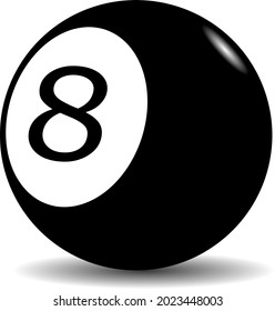 an illustration of a black billiard ball(bola) with 8 number in it