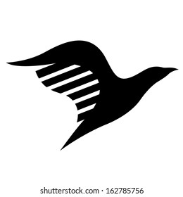 Illustration of Black Bird Icon isolated on a white background
