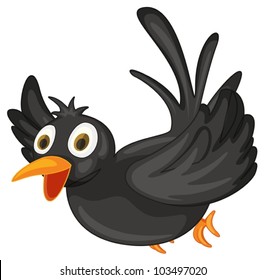 Illustration of a black bird on white