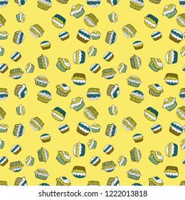 Illustration in black, blue and red colors. Vector illustration. Banner clearance sale. Seamless pattern.