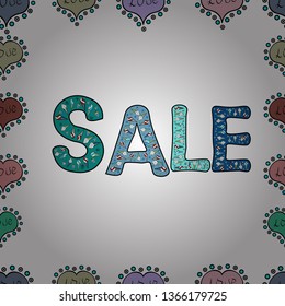 Illustration in black, blue and white colors. Autumn sale banner design, special offer for online shopping. Lettering. Vector. Seamless pattern.
