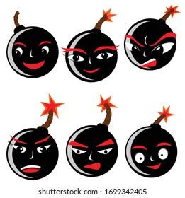 illustration black boom cute emoticon 