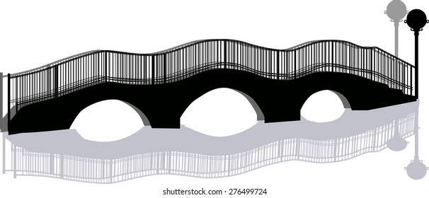 illustration with black bridge isolated on white background