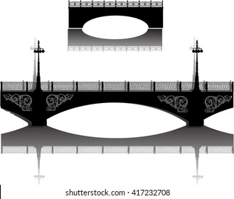 illustration with black bridges isolated on white background