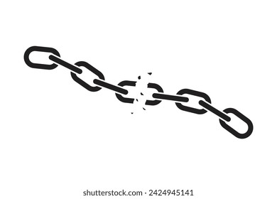 Illustration of a black broken chain on a white background.