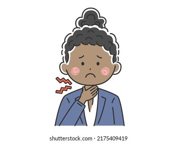 Illustration Of A Black Business Woman With A Sore Throat.