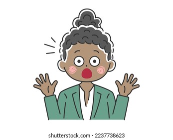 Illustration of a black business woman who is surprised and surprised.