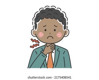 Illustration Of A Black Businessman With A Sore Throat.