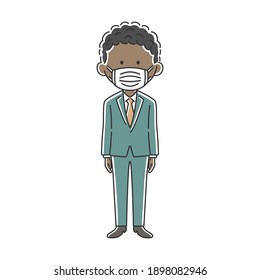 Illustration of a black businessman wearing a mask.