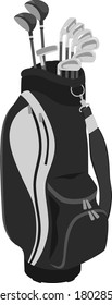 Illustration of a black caddie bag to bring to the golf course.