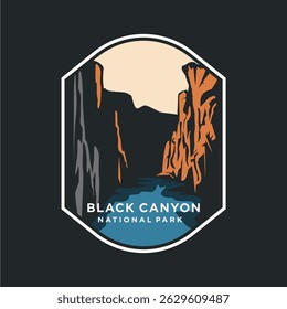 Illustration of the Black Canyon National Park emblem logo on a dark background