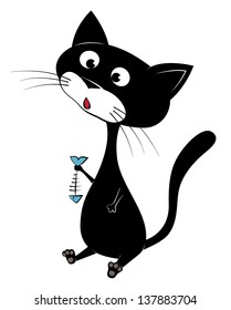 Illustration of a black cat