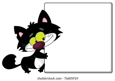 illustration of a black cat and blank