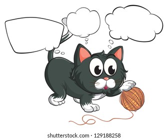 Illustration of a black cat and the empty callouts on a white background