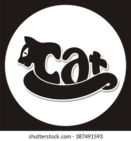 illustration of a black cat logo on white background