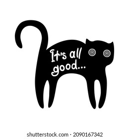illustration of a black cat on a white background