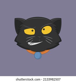 Illustration black cat showing sly smile expression