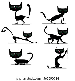 illustration of black cats