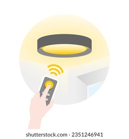 It is an illustration of black ceiling light, all lights, remote control, and switch.