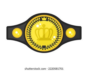 An illustration of a black championship belt with a crown mark. svg