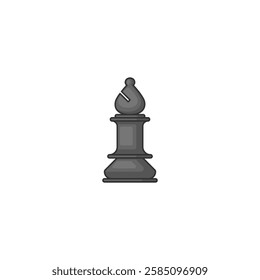 Illustration of a black chess bishop piece, isolated with a clean white background, emphasizing chess strategy and organization.