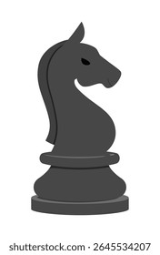 Ilustração de uma peça de cavaleiro de xadrez preto de pé sozinho em um fundo branco