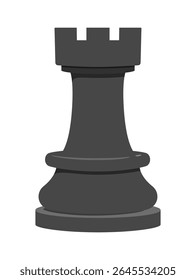 Illustration of a Black Chess Rook Piece on a White Background