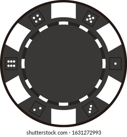 Illustration of black chip. Chips are the currency used in casino games such as roulette and poker.