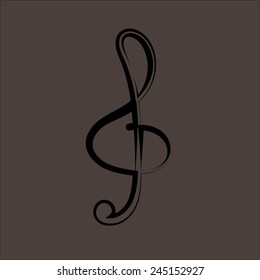 Illustration of a black clef isolated