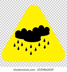 An illustration of black clouds shows heavy rainy weather