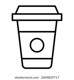 Illustration of a black coffee cup icon on a white background