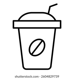 Illustration of a black coffee cup icon on a white background