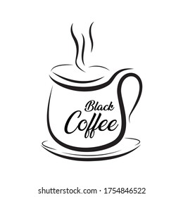 Illustration von Black Coffee Cup Simple. Schwarz-Weiß-Symbol-Logo. Einfache Line Art für Ihr Markenlogo