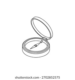 Ilustração de uma bússola preta isolada, instrumento de navegação para encontrar a direção