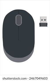 illustration of a black computer mouse looking up