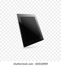 illustration of black computer tablet with black blank screen. 3d view. vector. eps10