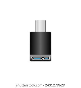 It is an illustration of black conversion adapter _USB Type-C to Micro USB Type-B 3.0.