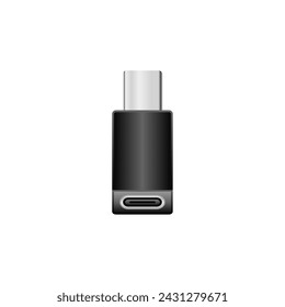 Es una ilustración de un adaptador de conversión negro _usb Type-C macho y hembra.
