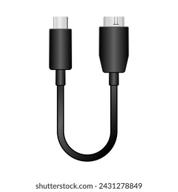 It is an illustration of black conversion cable _usb Type-C to Micro USB Type-B 3.0.