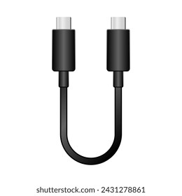 Es una ilustración de un cable de conversión negro _usb Type-C a USB Type-C.