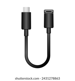 Es una ilustración de un cable de conversión negro _usb Type-C a USB Type-C Hembra.