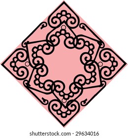 illustration with black decoration on pink background
