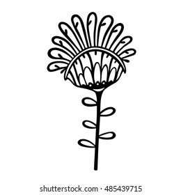 Illustration of black decorative flower on white background