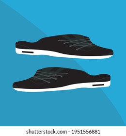 Illustration of a black deportive shoe. Cartoon