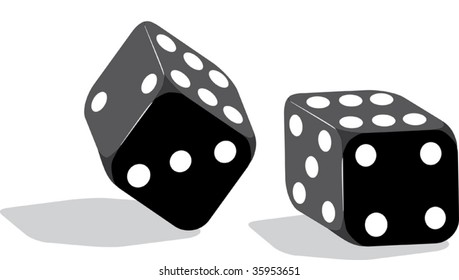 illustration with black dice isolated on white background
