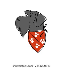 illustration of a black dog with a red bandana