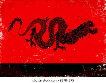 Illustration of black dragon in the Asian style