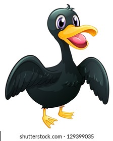 Illustration black duck white background