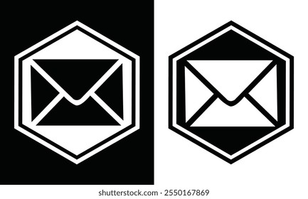 A illustration of a black envelope icon ,email message icon